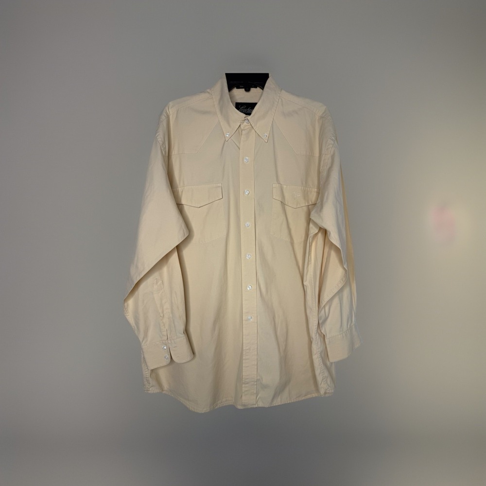 Vintage Lucchese Classics Mens Western Shirt Oversized‎ Large Banana Yellow